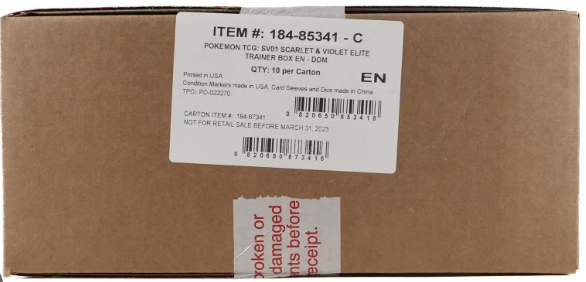 Scarlet & Violet Base Elite Trainer Box Sealed Case