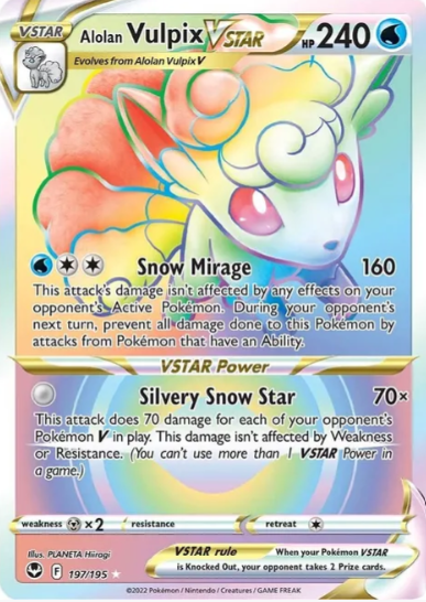 Alolan Vulpix VSTAR Rainbow Rare - 197/195 - Silver Tempest