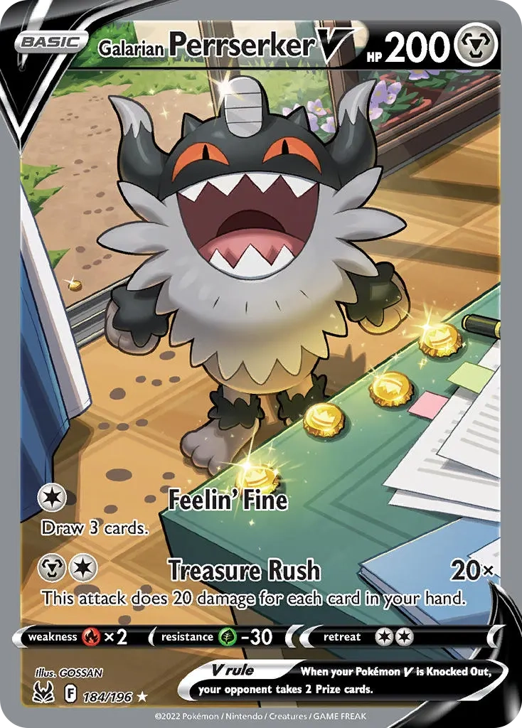 Galarian Perrserker V Alternate Art - 184/196 - Lost Origin