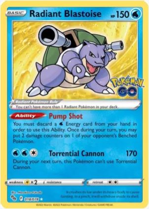 Radiant Blastoise - 18/78 - Pokemon GO
