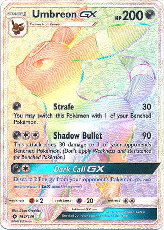 Umbreon GX Rainbow Rare - 154/149 - Sun and Moon Base Set
