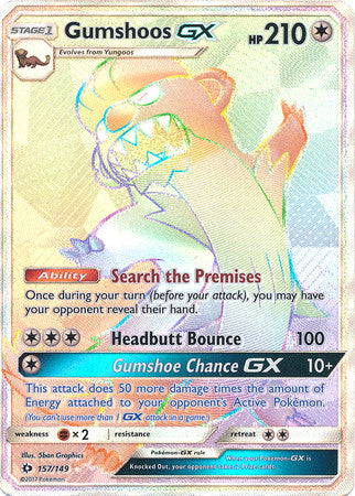 Gumshoos GX Rainbow Rare - 157/149 - Sun and Moon Base Set
