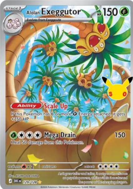 Alolan Exeggutor Illustration Rare - 129/128 - Pokemon 30th Celebration