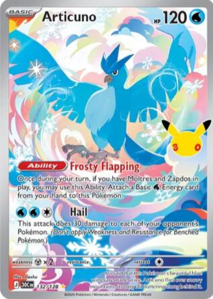 Articuno Illustration Rare - 132/128 - Pokemon 30th Celebration