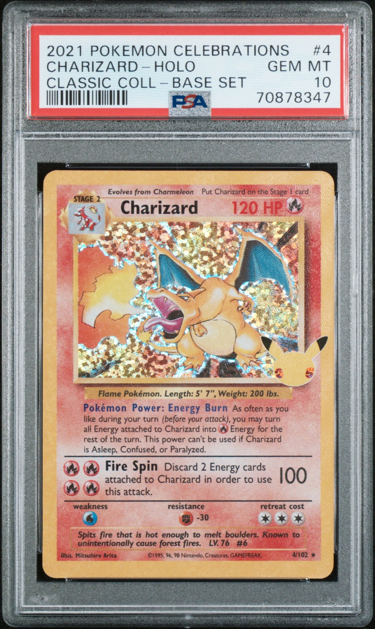 Charizard Holo Rare - PSA 10 - Celebrations