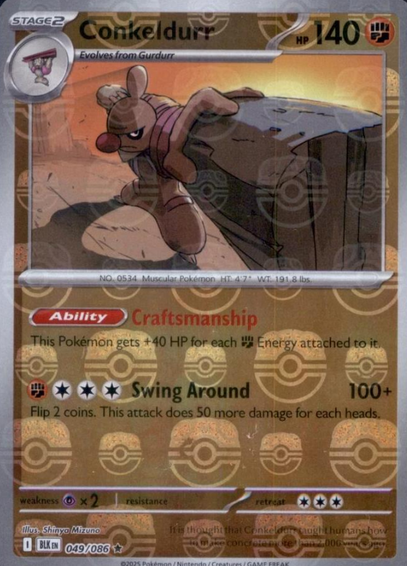 Conkeldurr Masterball Reverse - 49/86 - Black Bolt