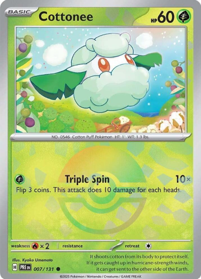 Cottonee Pokeball Reverse Holo - 007/131 - Prismatic Evolutions