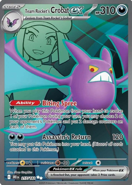 Team Rocket's Crobat ex Full Art - 217/182 - Destined Rivals