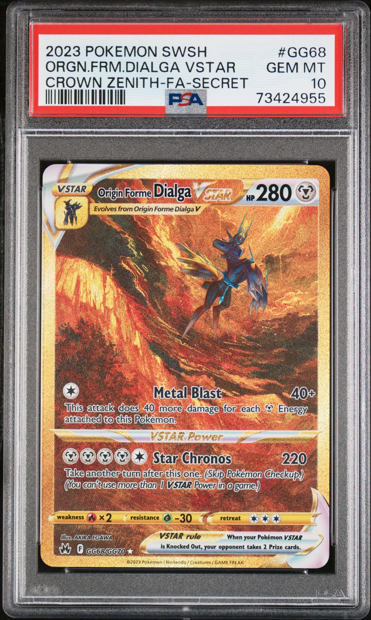 Origin Forme Dialga VSTAR Secret Rare - PSA 10 - Crown Zenith