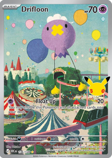 Drifloon Illustration Rare - 136/128 - Pokemon 30th Celebration