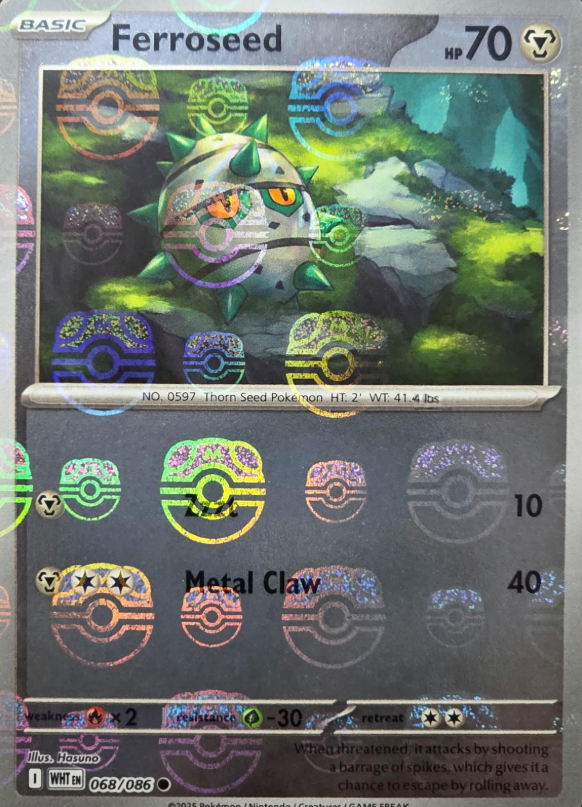 Ferroseed Master Ball Reverse - 68/86 - White Flare