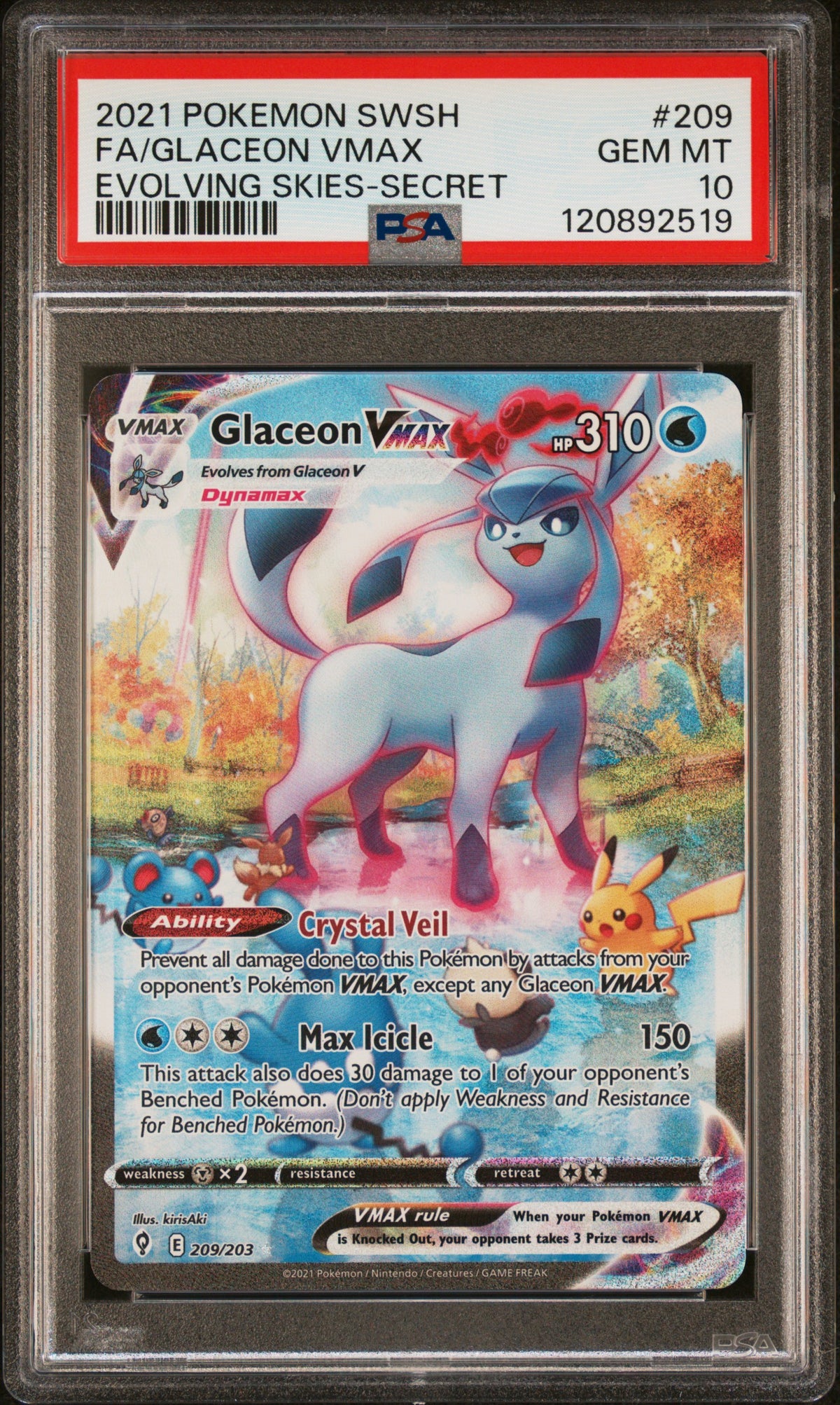 Glaceon VMAX Alternate Art - PSA 10 - Evolving Skies