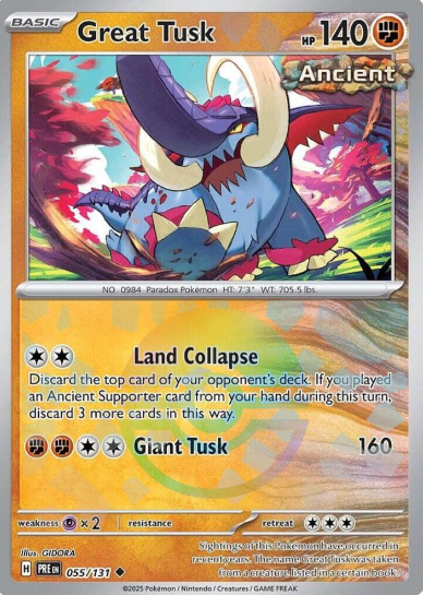 Great Tusk Pokeball Reverse Holo - 55/131 - Prismatic Evolutions