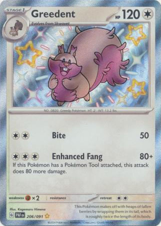 Greedent Baby Shiny - 206/091 - Paldean Fates