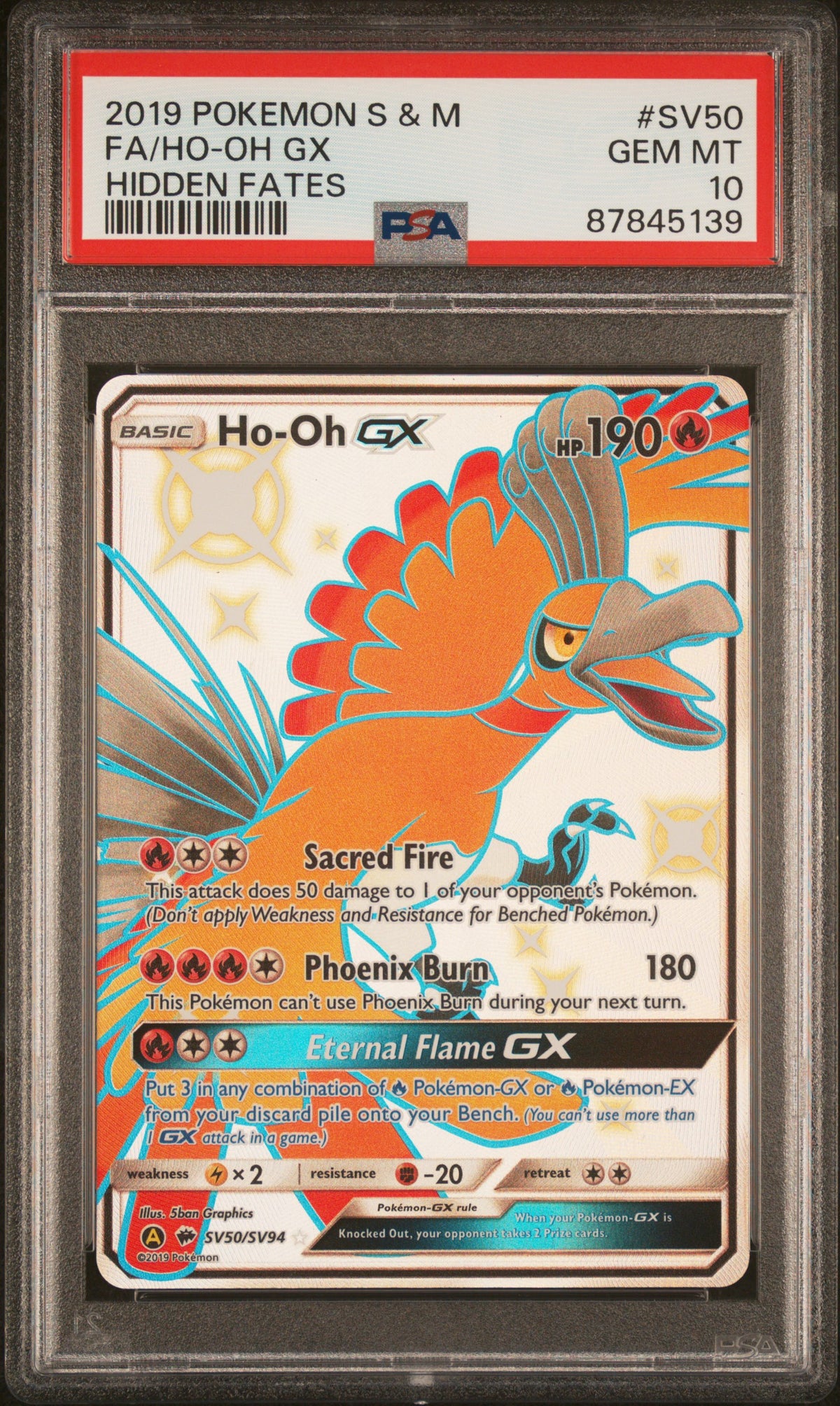 Ho-Oh Full Art Shiny - PSA 10 - Hidden Fates