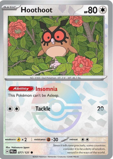 Hoothoot Pokeball Reverse Holo - 077/131 - Prismatic Evolutions