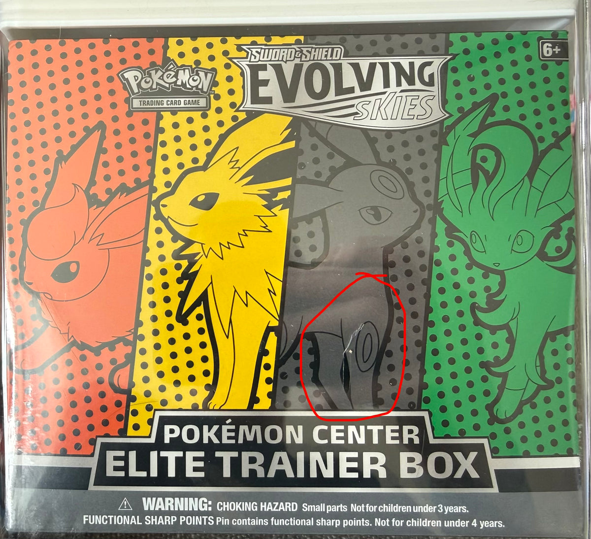 Evolving Skies Pokemon Center Elite Trainer Box - Flareon/Jolteon/Umbreon/Leafeon (Small Tear in Front)