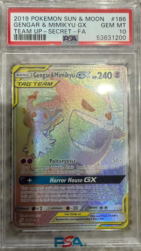 Gengar & Mimikyu GX Rainbow Rare - PSA 10 - Team Up