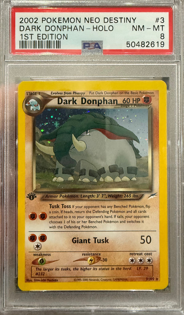 Dark Donphan 1st Edition Holo - PSA 8 - Neo Destiny
