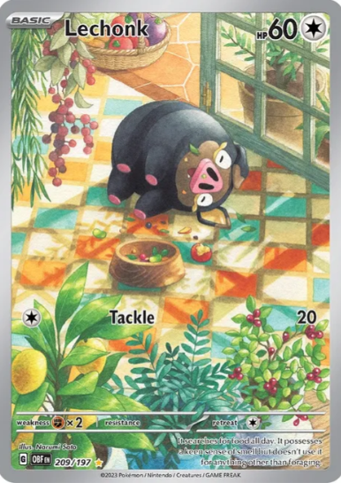 Lechonk Illustration Rare - 209/197 - Obsidian Flames