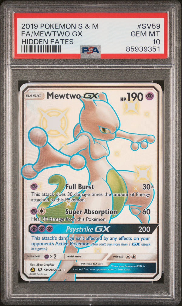 Mewtwo GX Full Art Shiny - PSA 10 - Hidden Fates