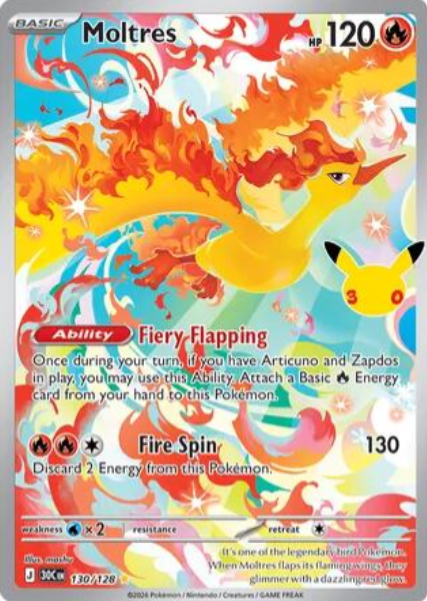 Moltres Illustration Rare - 130/128 - Pokemon 30th Celebration