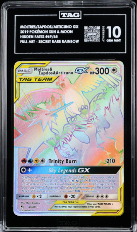 Moltres & Zapdos & Articuno Rainbow Rare - TAG 10 - 69/68 - Hidden Fates