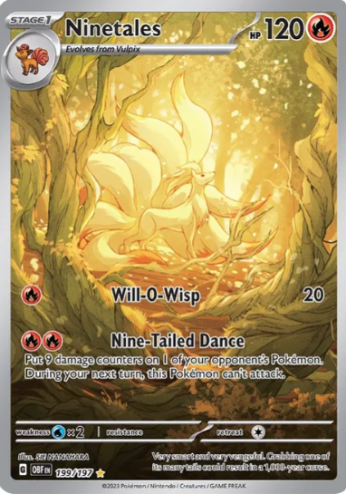 Ninetales Illustration Rare - 199/197 - Obsidian Flames
