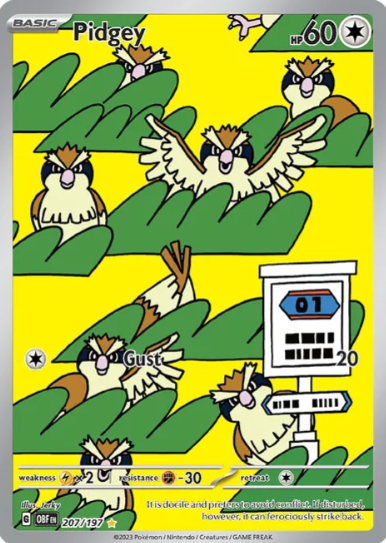 Pidgey Illustration Rare - 207/197 - Obsidian Flames