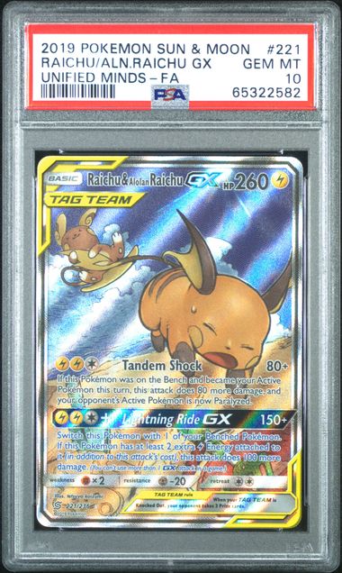 Raichu & Alolan Raichu Alternate Art - PSA 10 - Cosmic Eclipse