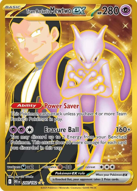 Team Rocket's Mewtwo ex Hyper Rare - 240/182 Destined Rivals