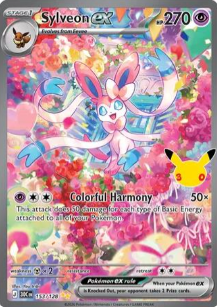 Sylveon ex Special Illustration Rare - 153/128 - Pokemon 30th Celebration