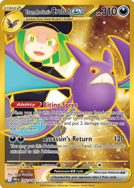 Team Rocket's Crobat ex Hyper Rare - 242/182 - Destined Rivals