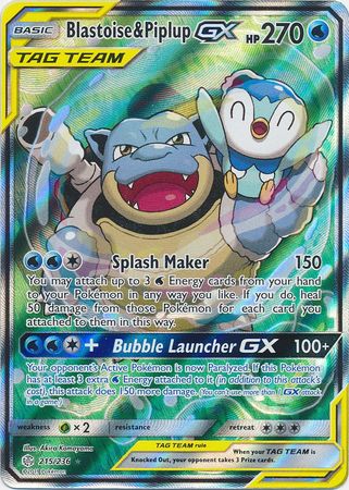 Blastoise & Piplup GX Alternate Art - 215/236 - Cosmic Eclipse
