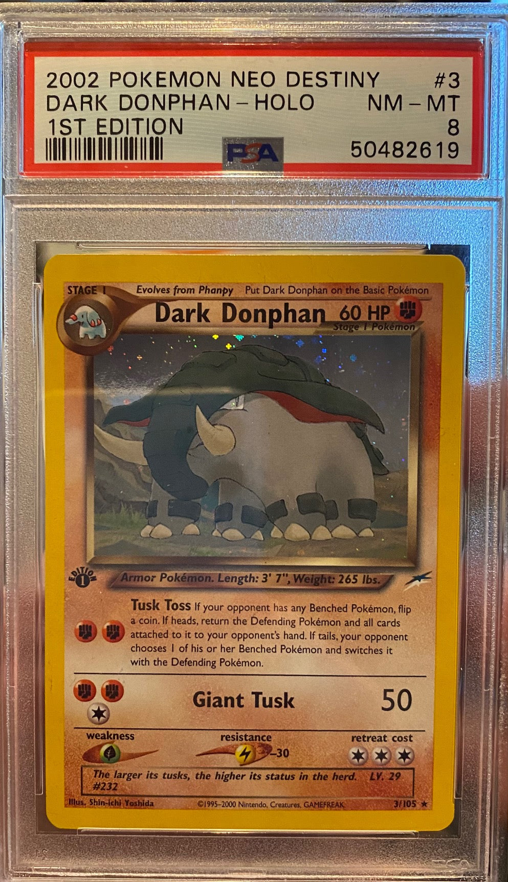 1st Edition Dark Donphan Holographic - Neo Destiny - PSA 8