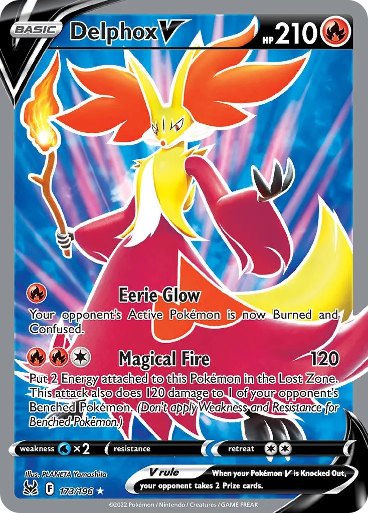 Delphox V Full Art - 173/196 - Lost Origin