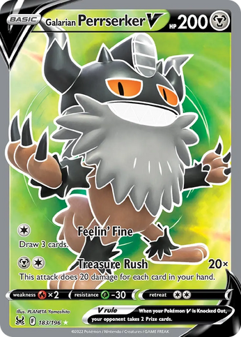 Galarian Perrserker V Full Art - 183/196 - Lost Origin