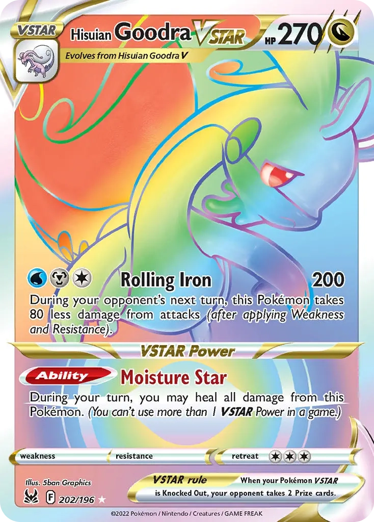 Hisuian Goodra VSTAR Rainbow Rare - 202/196 - Lost Origin