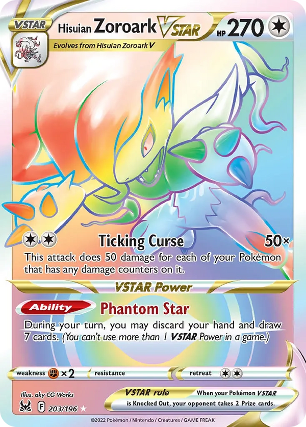 Hisuian Zoroark VSTAR Rainbow Rare - 203/196 - Lost Origin