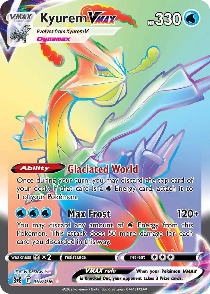 Kyurem VMAX Rainbow Rare - 197/196 - Lost Origin