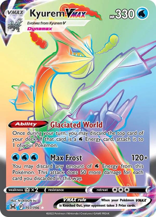 Kyurem VMAX Rainbow Rare - 197/196 - Lost Origin