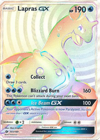 Lapras GX Rainbow Rare - 151/149 - Sun and Moon Base