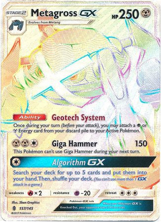 Metagross GX Rainbow Rare - 157/145 - Guardians Rising