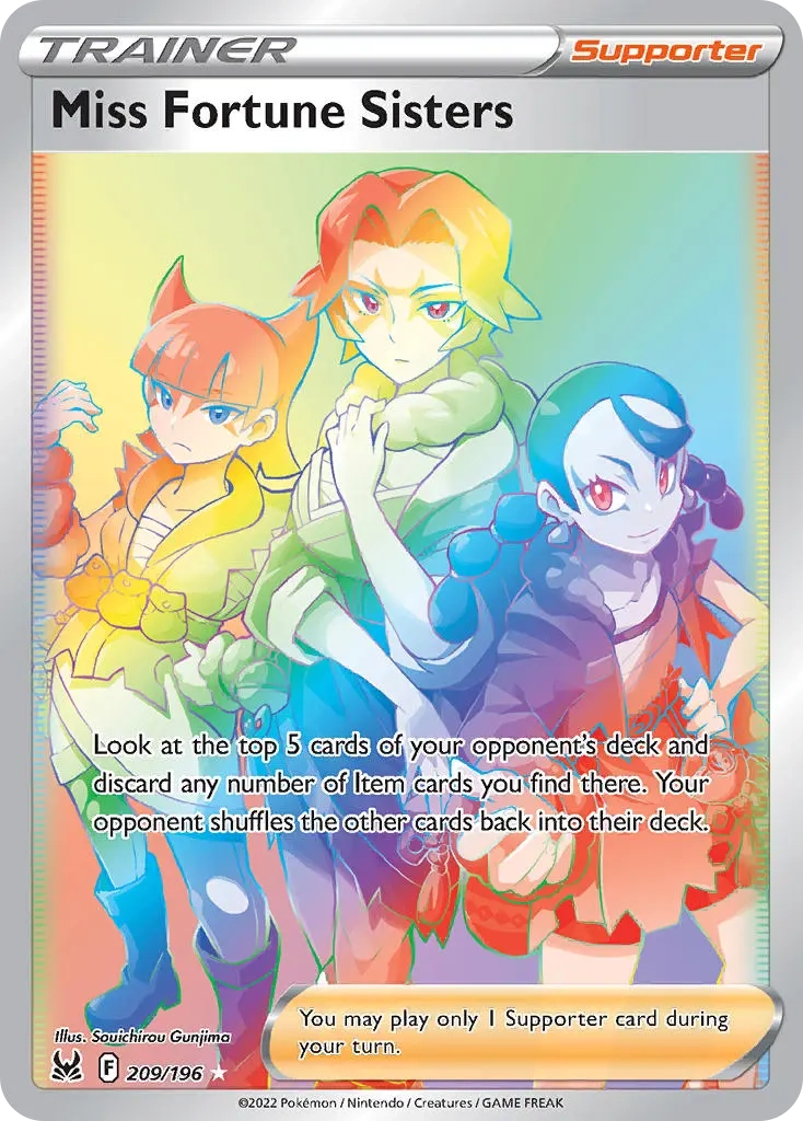 Miss Fortune Sisters Rainbow Rare - 209/196 - Lost Origin