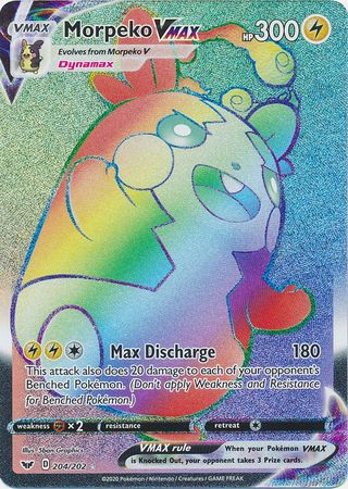 Morpeko VMAX Rainbow Rare - 204/202 - Sword & Shield Base