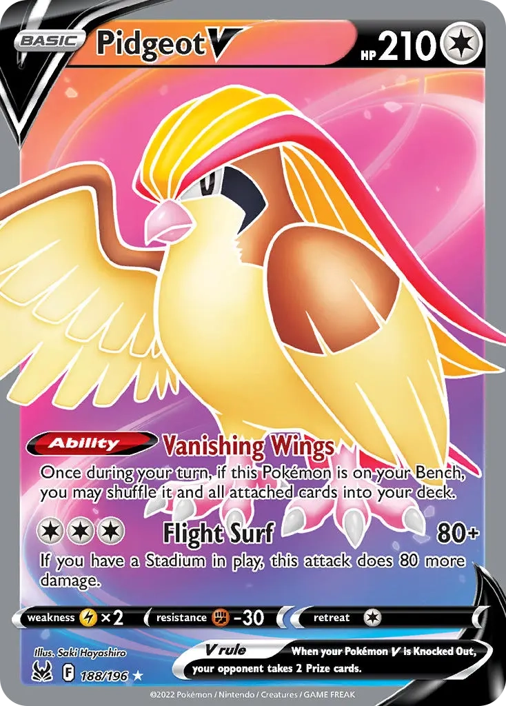 Pidgeot V Full Art - 188/196 - Lost Origin