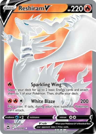 Reshiram V Full Art - 172/195 - Silver Tempest