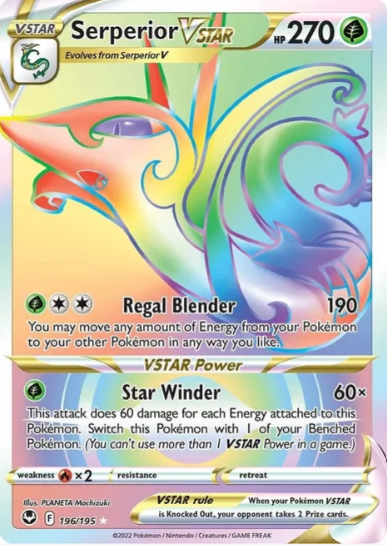 Serperior VSTAR Rainbow Rare - 196/195 - Silver Tempest