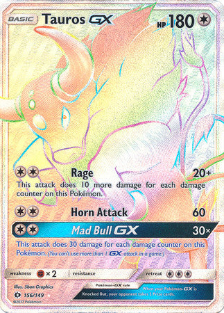 Tauros GX Rainbow Rare - 156/149 - Sun and Moon Base Set