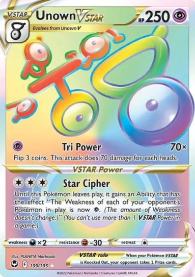 Unown VSTAR Rainbow Rare - 199/195 - Silver Tempest